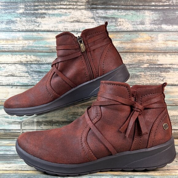 Bzees Ankle Boot Womens Size 10M Gusto Brown Wedge Lightweight Zip Soft Comfort - Picture 2 of 11